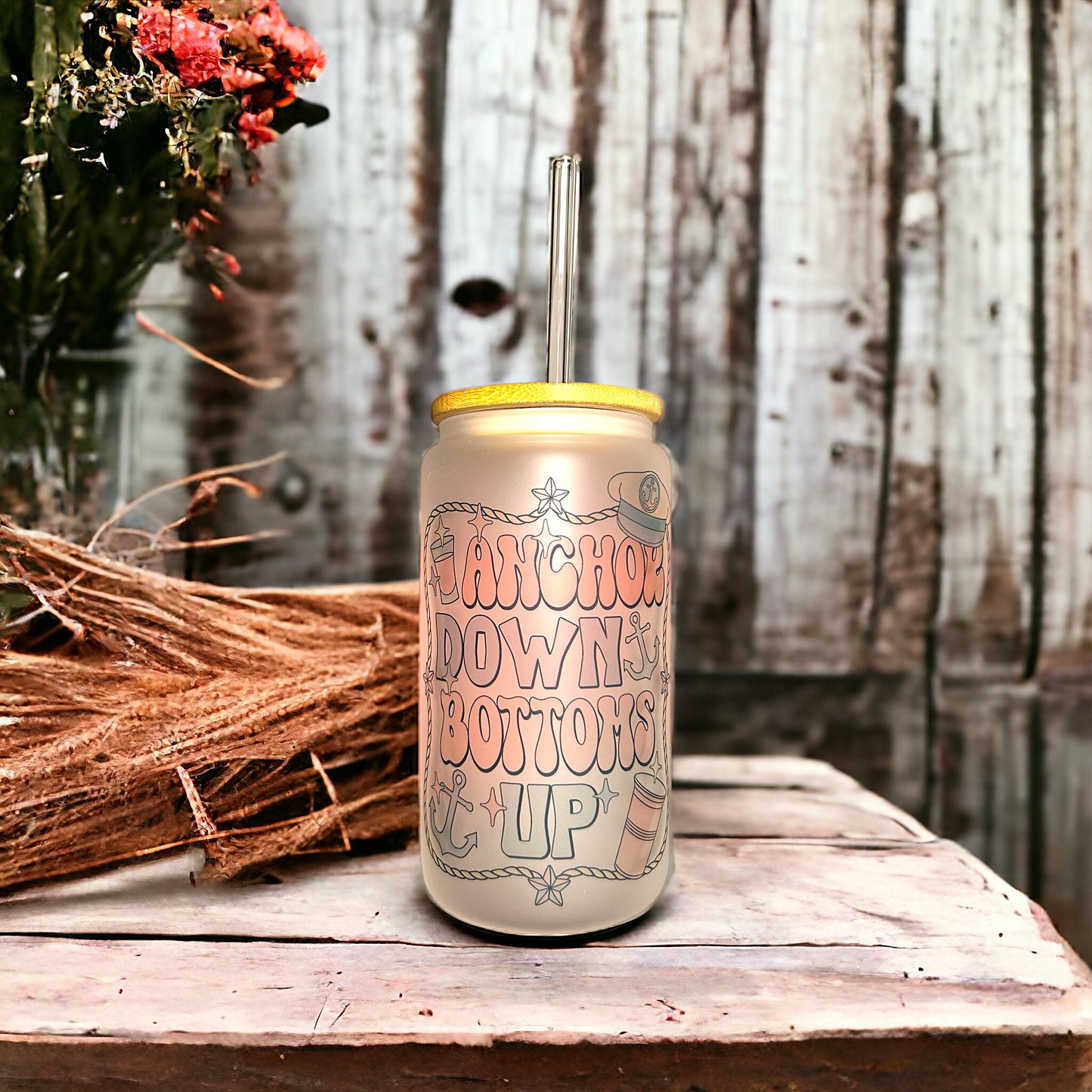 Anchor Down Bottoms Up Glass Cup