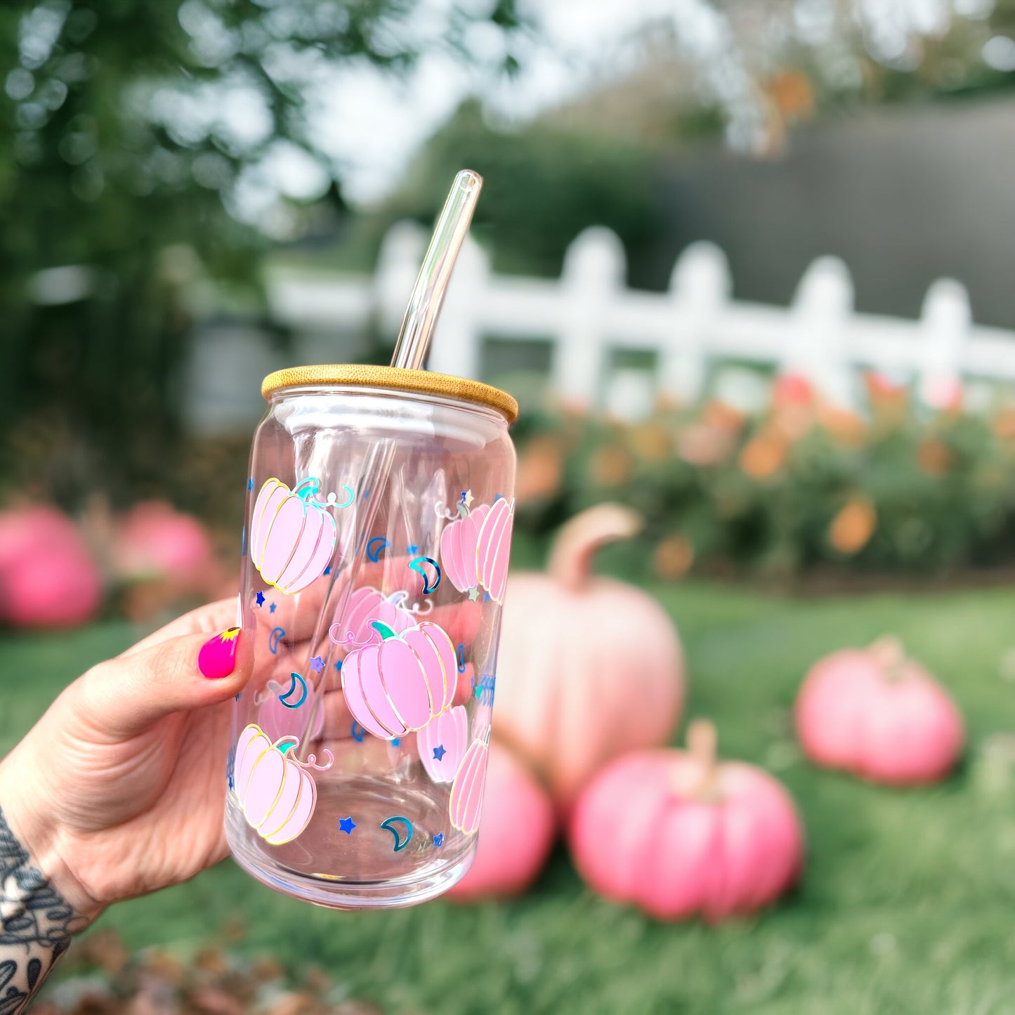 Pink Pumpkin Libbey Can Glass