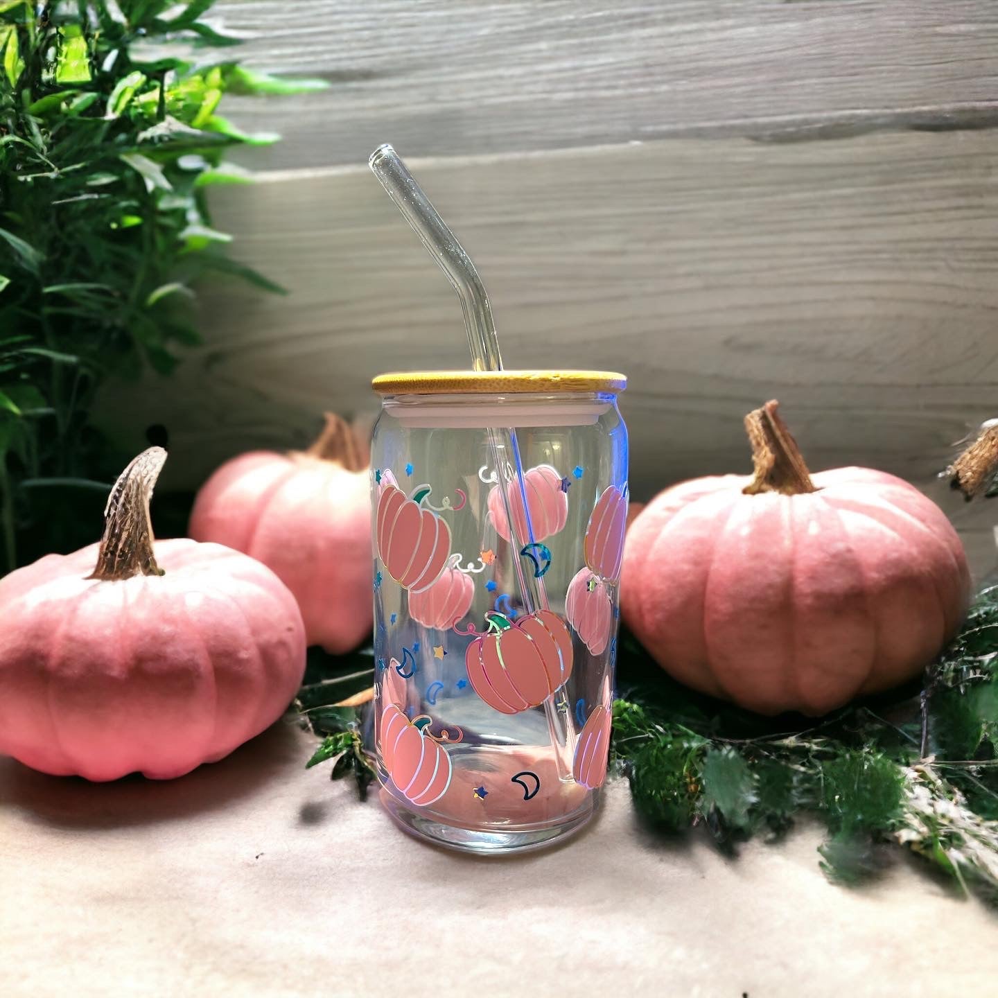 Pink Pumpkin Libbey Can Glass