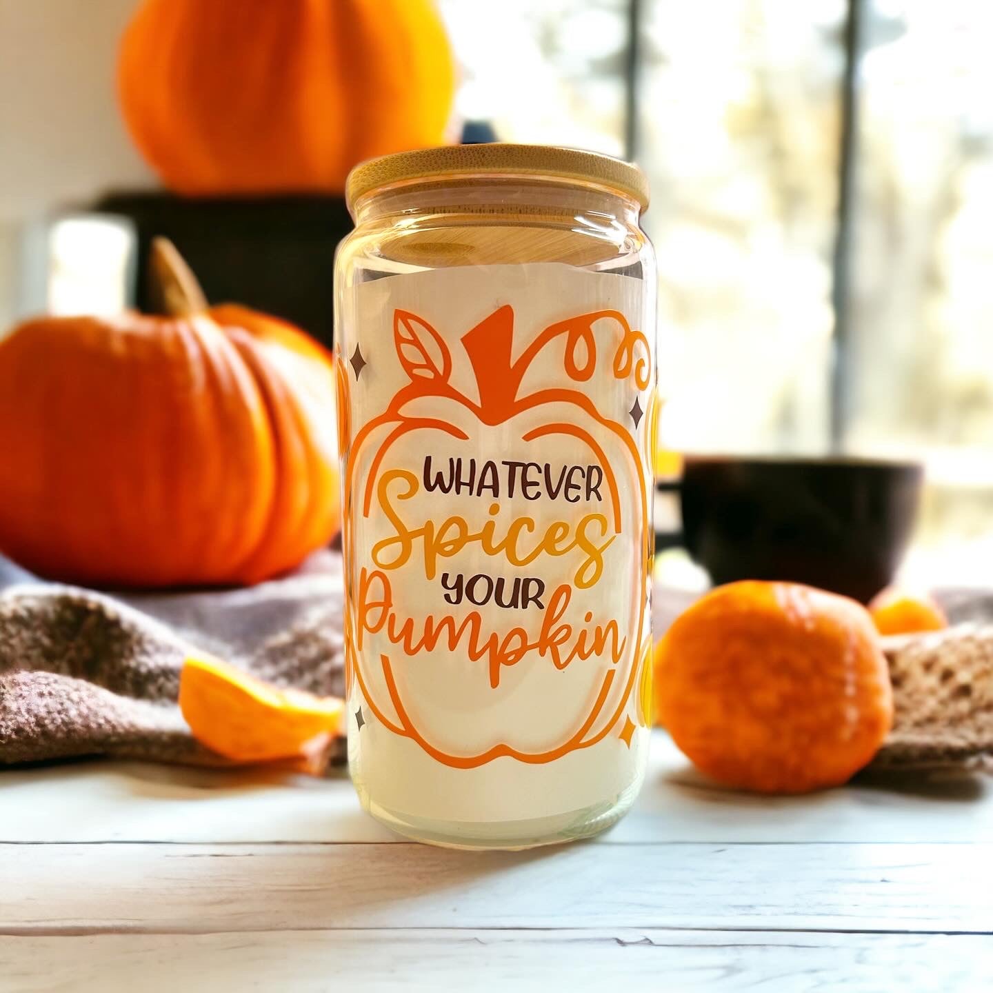 Whatever Spices Your Pumpkin 16oz Can Glass