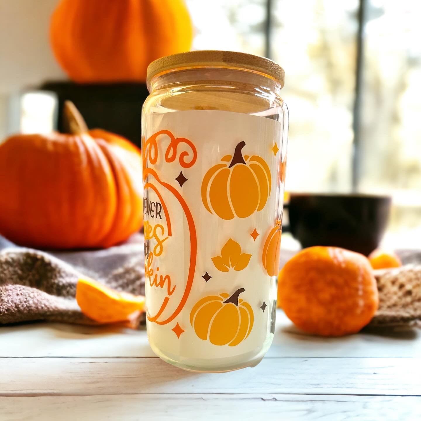 Whatever Spices Your Pumpkin 16oz Can Glass